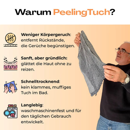 PeelingTuch Original für Rücken und Körper, schnelltrocknendes und langlebiges Dusch-Peelingtuch für gründliche und hygienische Reinigung