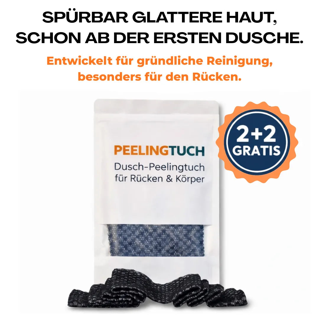 PeelingTuch Original Dusch Peelingtuch für Rücken und Körper mit 2+2 Gratis Angebot